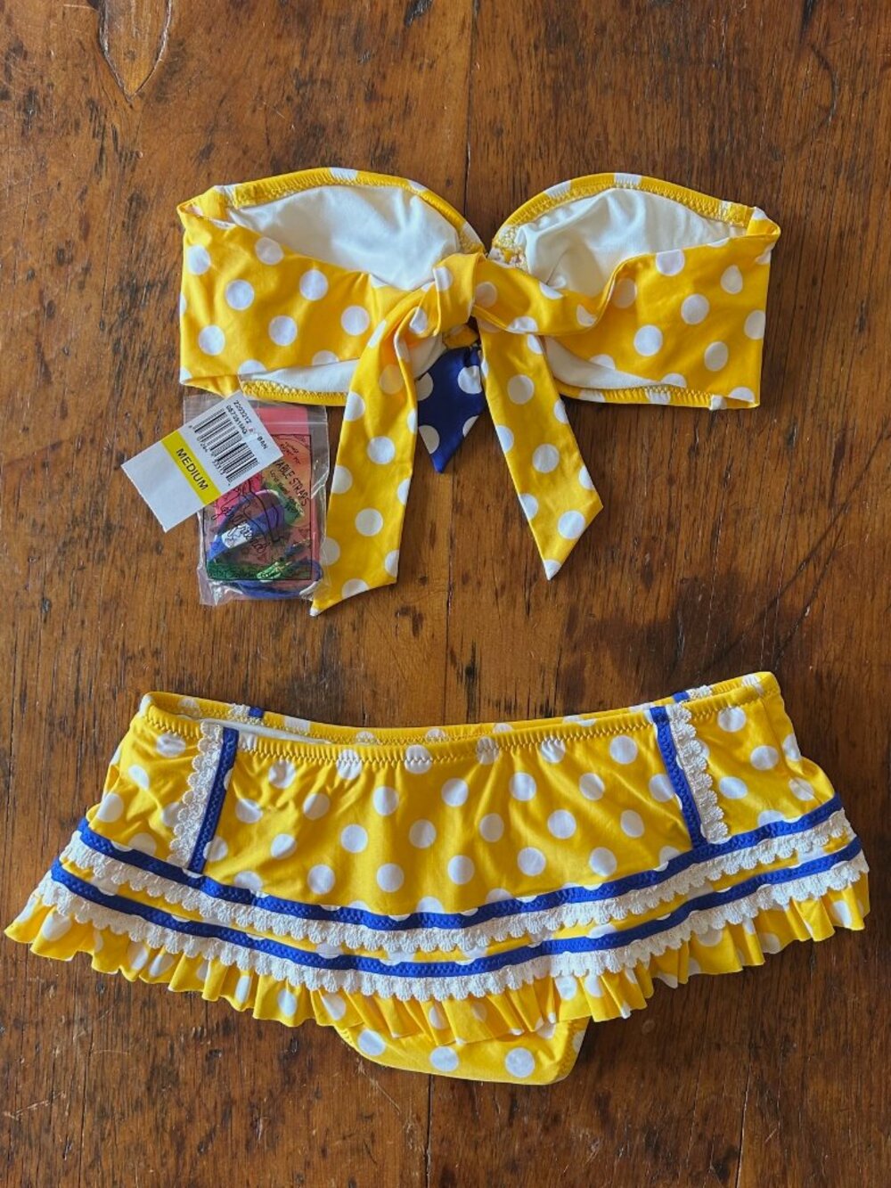 Vintage Betsey Johnson Yellow Polka Dot Bikini Set - Picture 6 of 7